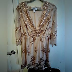 Forever 21 Plus Size Gold/Beige Sequin dress.